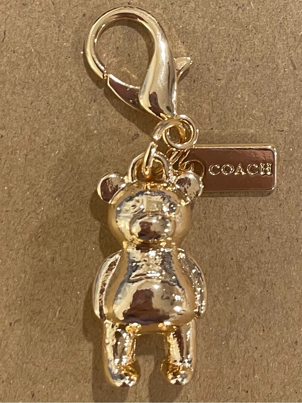 Coach Gold Teddy Bear Charm with Lobster Clasp
